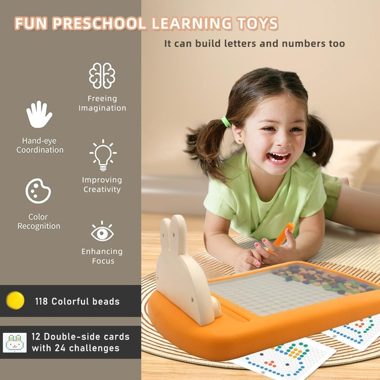 Rabbit Magnetic Drawing Board with Carrot-Shaped Magnetic Pen, Compact & Portable, Safe for Ages 3+