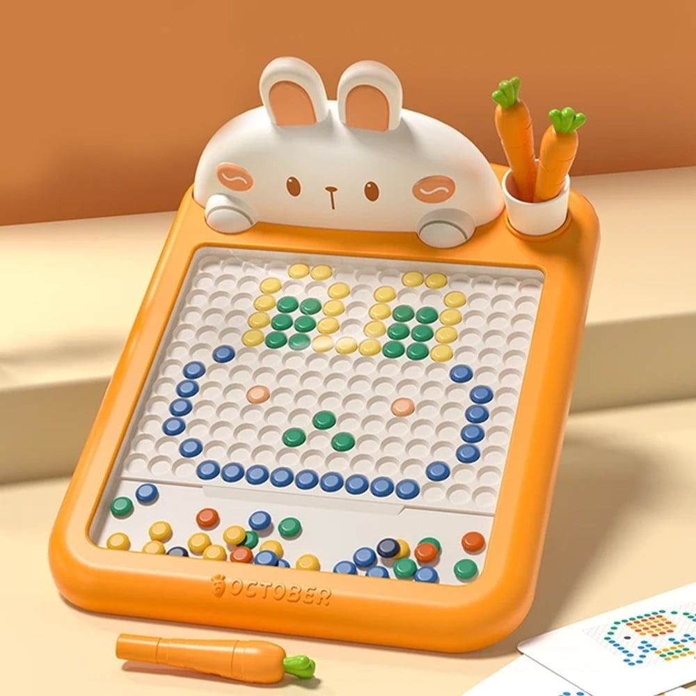 Rabbit Magnetic Drawing Board with Carrot-Shaped Magnetic Pen, Compact & Portable, Safe for Ages 3+