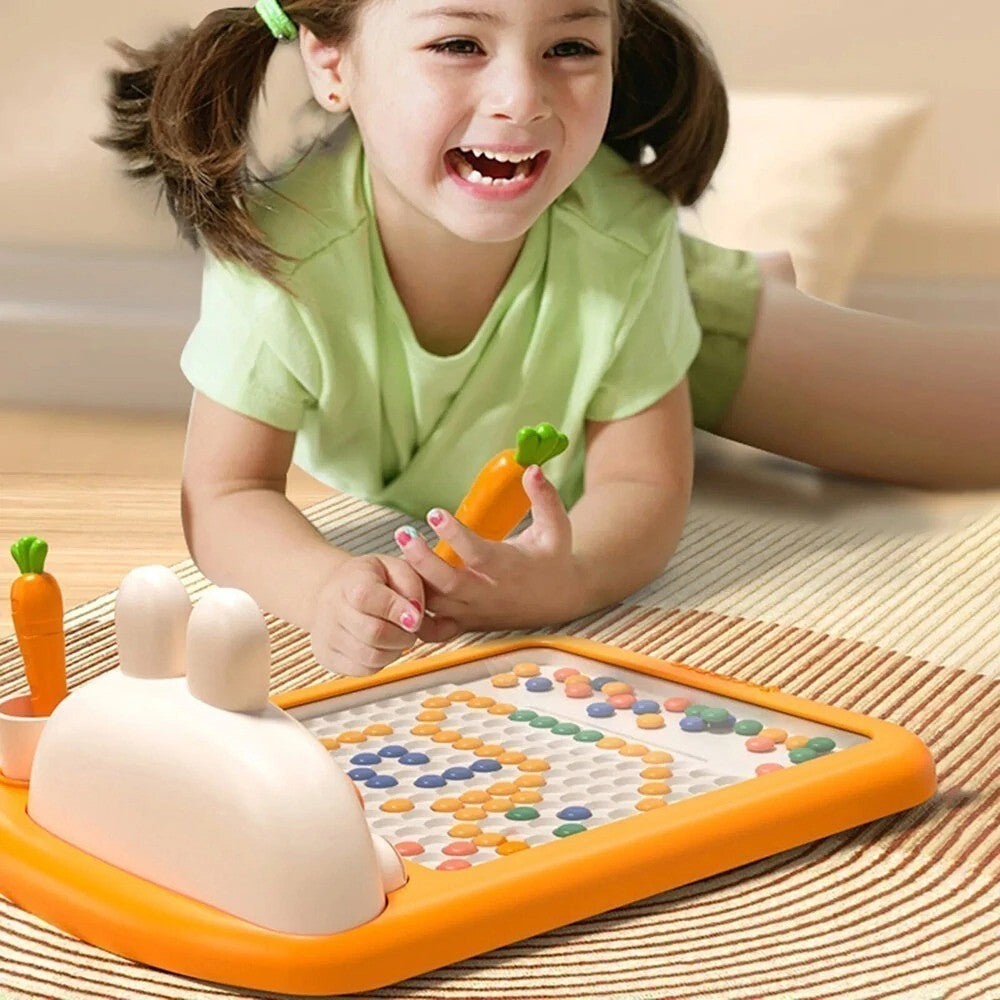Rabbit Magnetic Drawing Board with Carrot-Shaped Magnetic Pen, Compact & Portable, Safe for Ages 3+