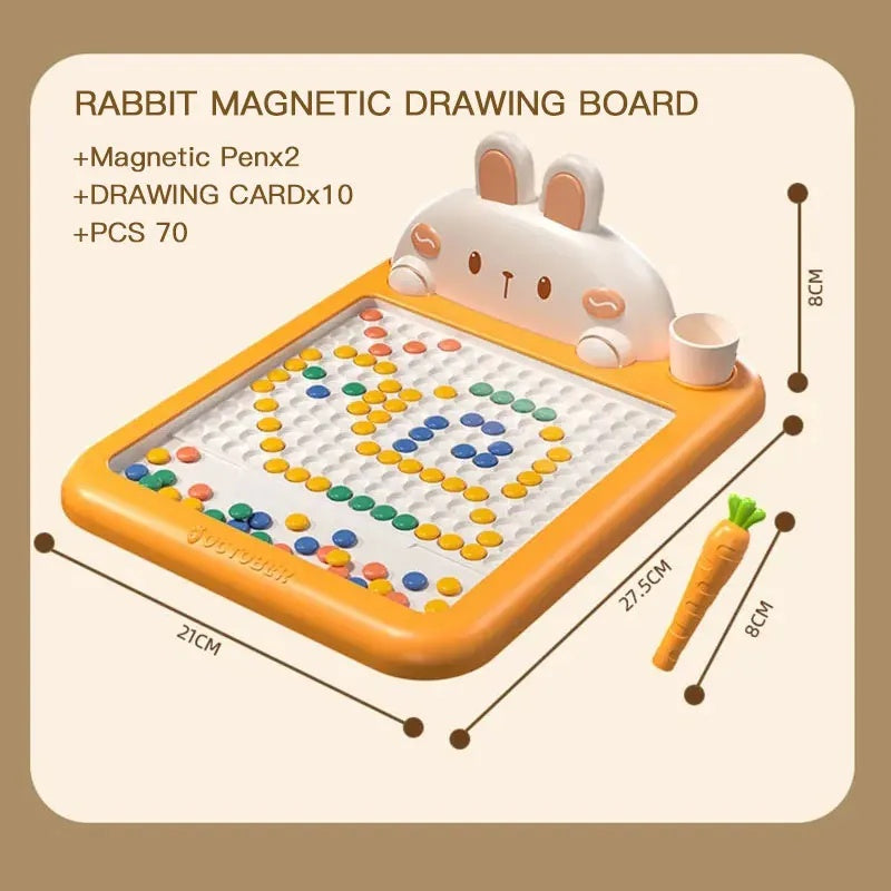 Rabbit Magnetic Drawing Board with Carrot-Shaped Magnetic Pen, Compact & Portable, Safe for Ages 3+