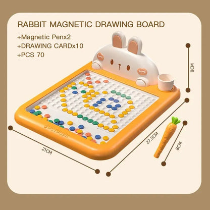 Rabbit Magnetic Drawing Board with Carrot-Shaped Magnetic Pen, Compact & Portable, Safe for Ages 3+