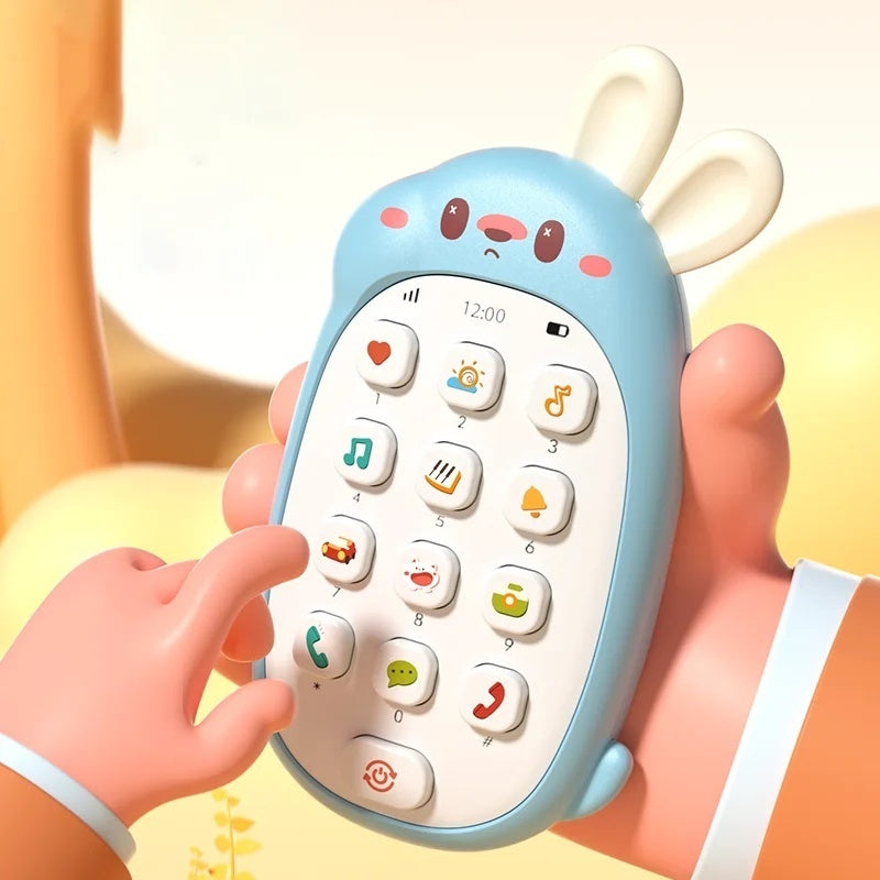 Rabbit Toy Educational Phone with Sound, Lights, Compact and Portable, Safe for Ages 6+ Months