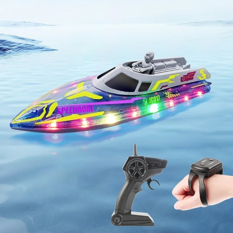 Race Boat Yacht Electric with Remote Control 2.4G, LED Lights, Safe for Ages 6+