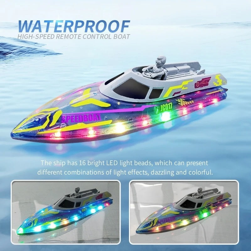 Race Boat Yacht Electric with Remote Control 2.4G, LED Lights, Safe for Ages 6+