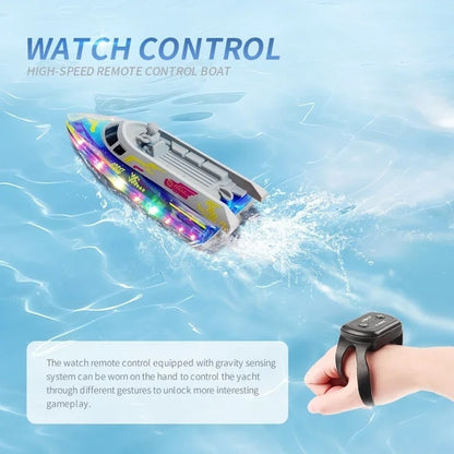 Race Boat Yacht Electric with Remote Control 2.4G, LED Lights, Safe for Ages 6+