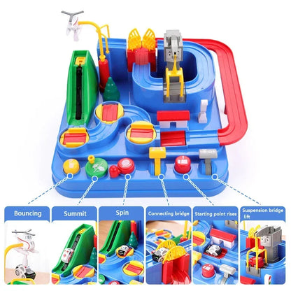Race Track STEM Learning Toy for Kids Ages 3+ with 4 Mini Cars and 9 Fun Puzzle Levels