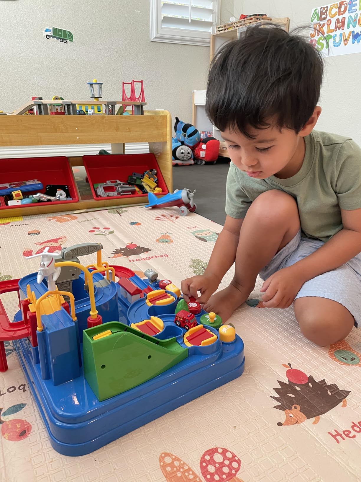 Race Track STEM Learning Toy for Kids Ages 3+ with 4 Mini Cars and 9 Fun Puzzle Levels