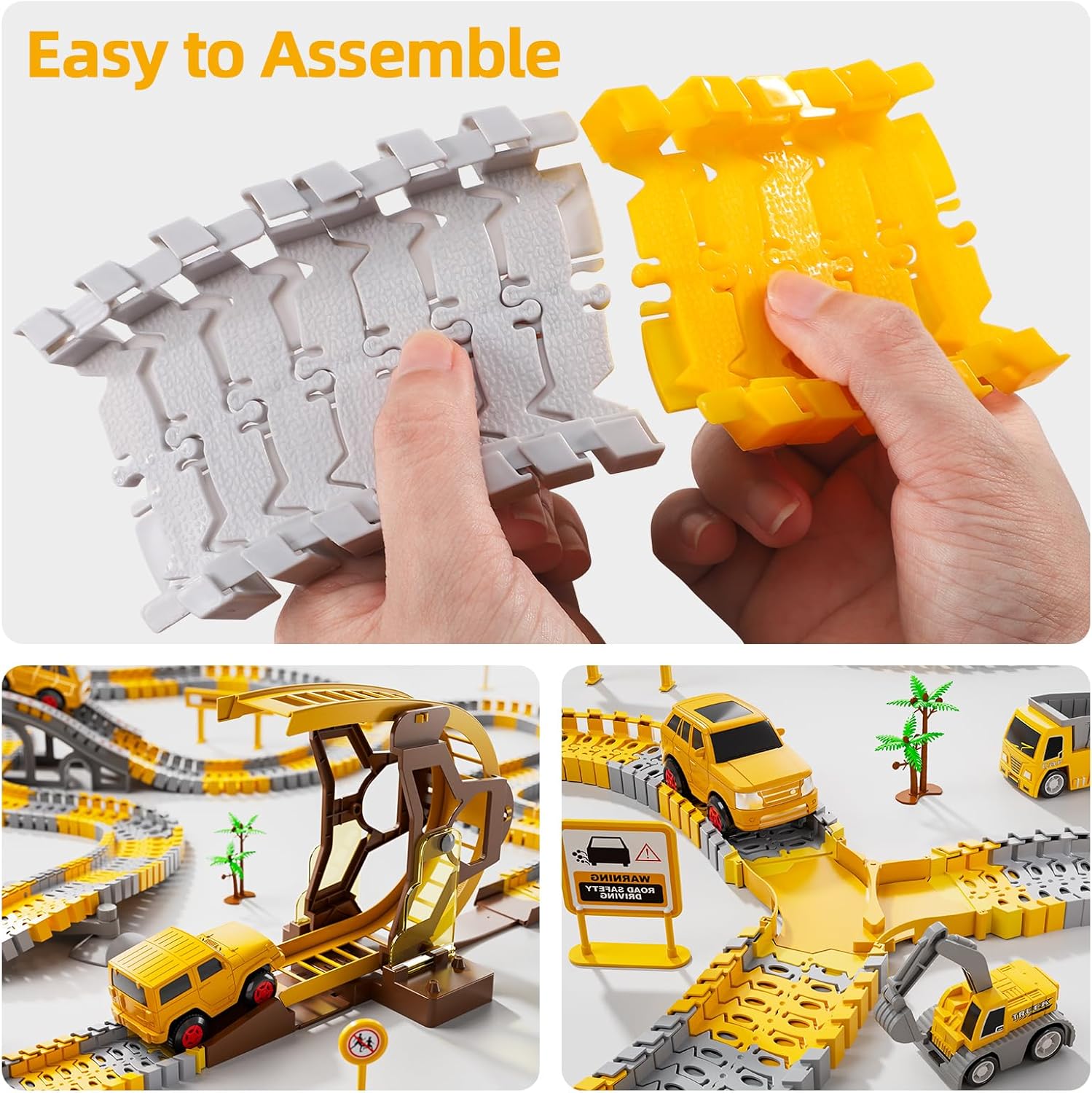 Race Track Toy, Creative Buildable Road Set with Model Cars, Easy Assembly, Safe for Ages 3+