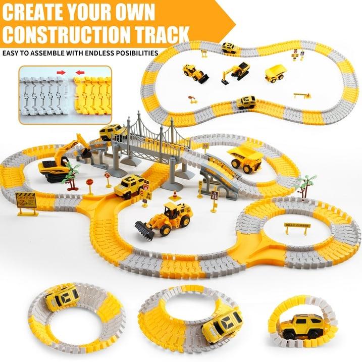 Race Track Toy, Creative Buildable Road Set with Model Cars, Easy Assembly, Safe for Ages 3+