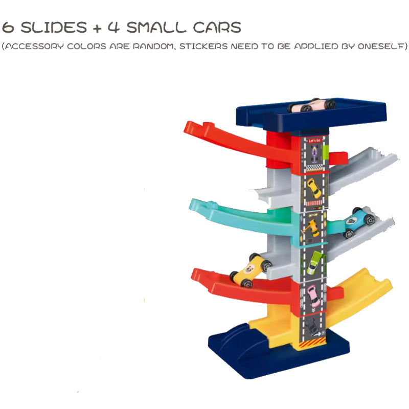 Ramp Car Toy, Zigzag Slide with Rooftop Parking, Color Recognition & Motor Skill Development, Safe for Ages 3+