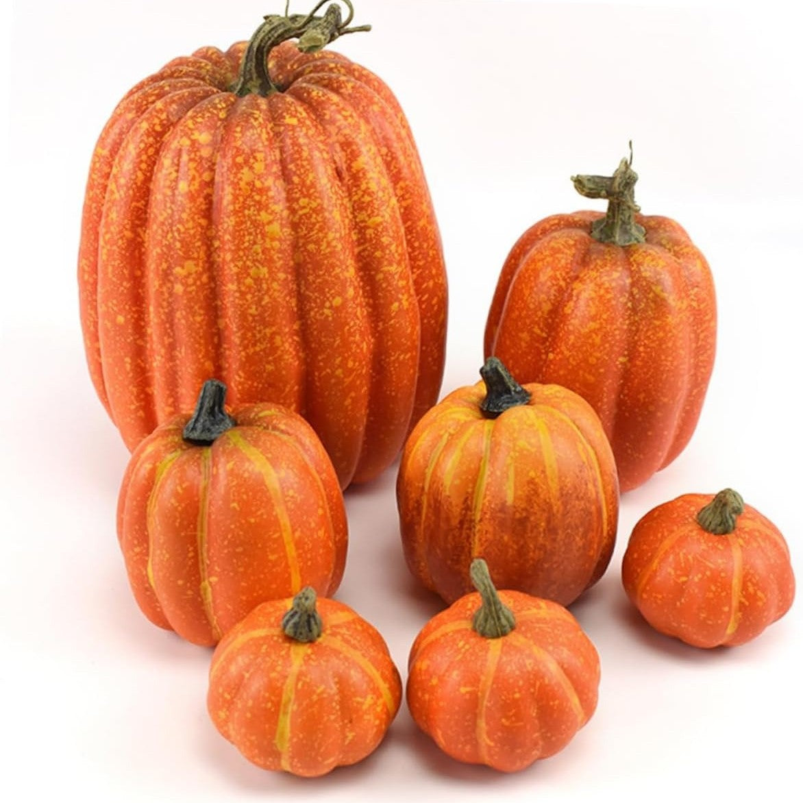 Realistic Fake Pumpkins with 7PCS Set for Halloween Decor, Lifelike Appearance, Fall Autumn Themed Decoration