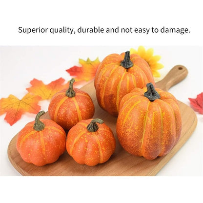 Realistic Fake Pumpkins with 7PCS Set for Halloween Decor, Lifelike Appearance, Fall Autumn Themed Decoration