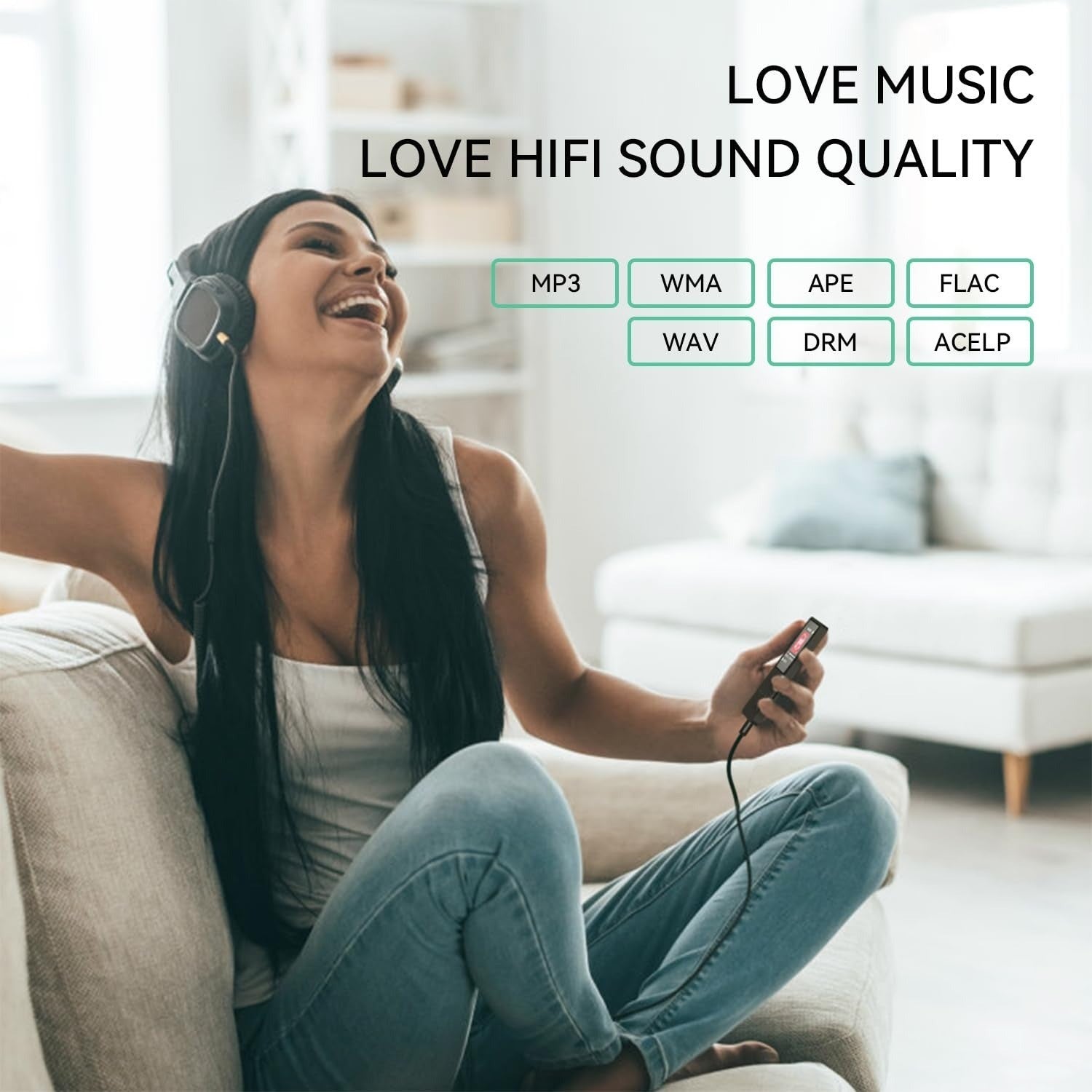 Rechargeable MP3 Player with Bluetooth 4.0, Voice Recorder, Support 128GB Storage