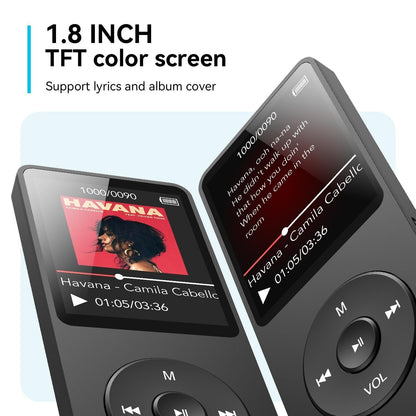 Rechargeable MP3 Player with Bluetooth 4.0, Voice Recorder, Support 128GB Storage