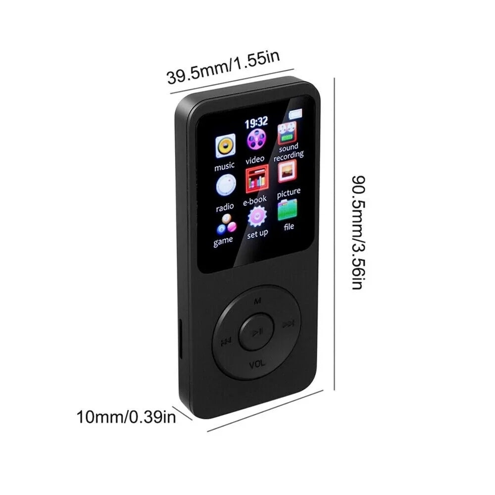 Rechargeable MP3 Player with Bluetooth 4.0, Voice Recorder, Support 128GB Storage