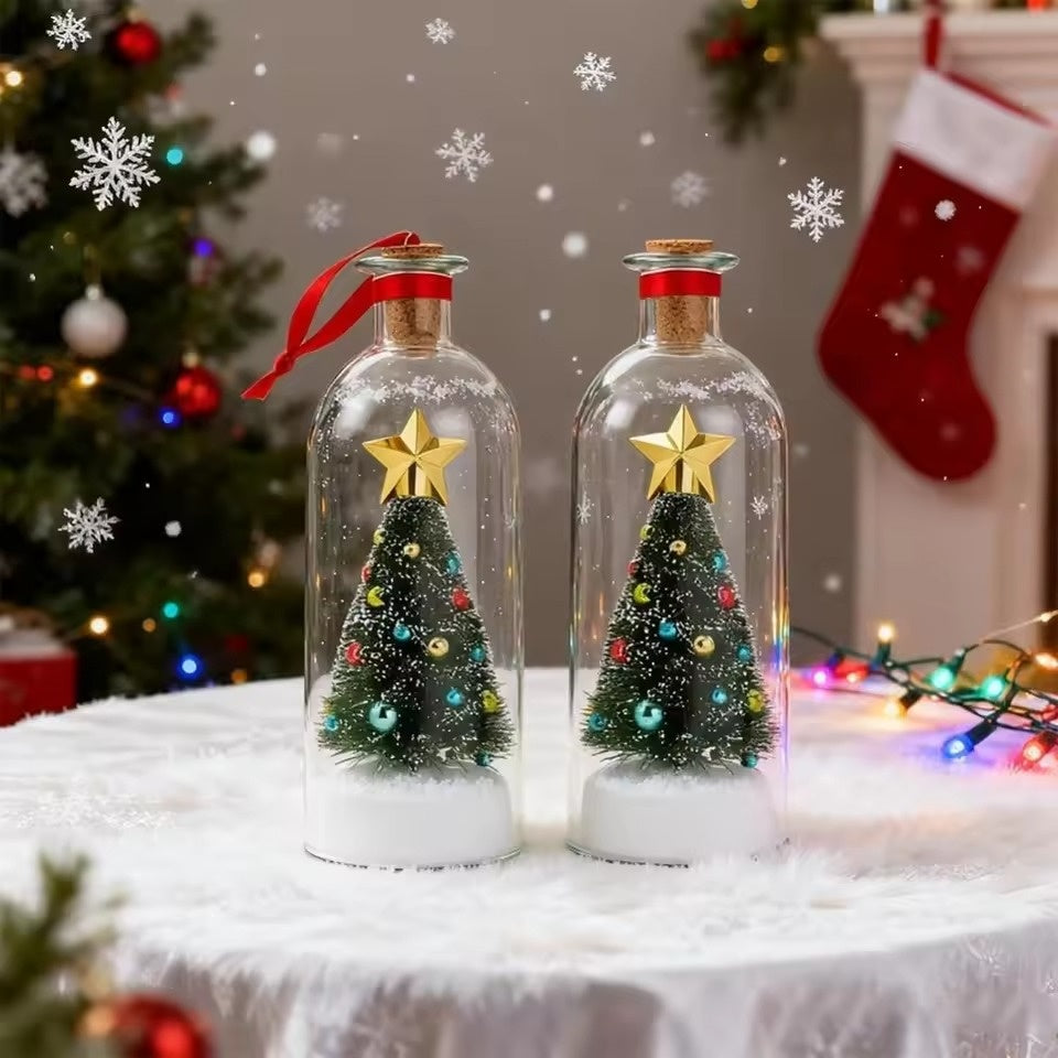 Recordable Christmas Tree Message In A Bottle with Christmas Scene, Cordless Audio Playback