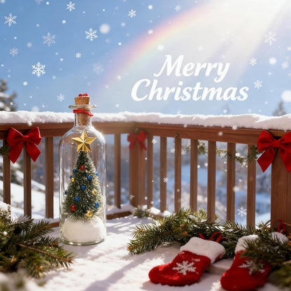 Recordable Christmas Tree Message In A Bottle with Christmas Scene, Cordless Audio Playback