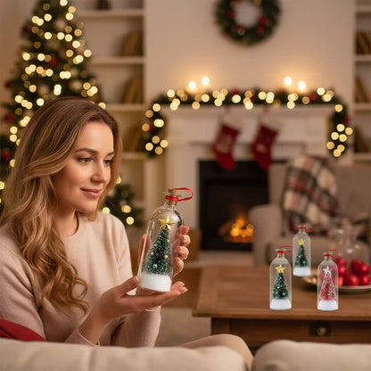Recordable Christmas Tree Message In A Bottle with Christmas Scene, Cordless Audio Playback