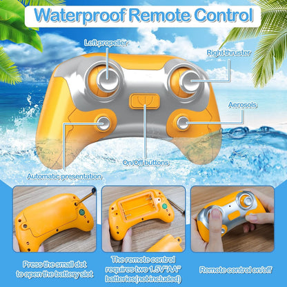Remote Control Boat With Steam Spray, Waterproof, Easy Control, Safe for Ages 6+