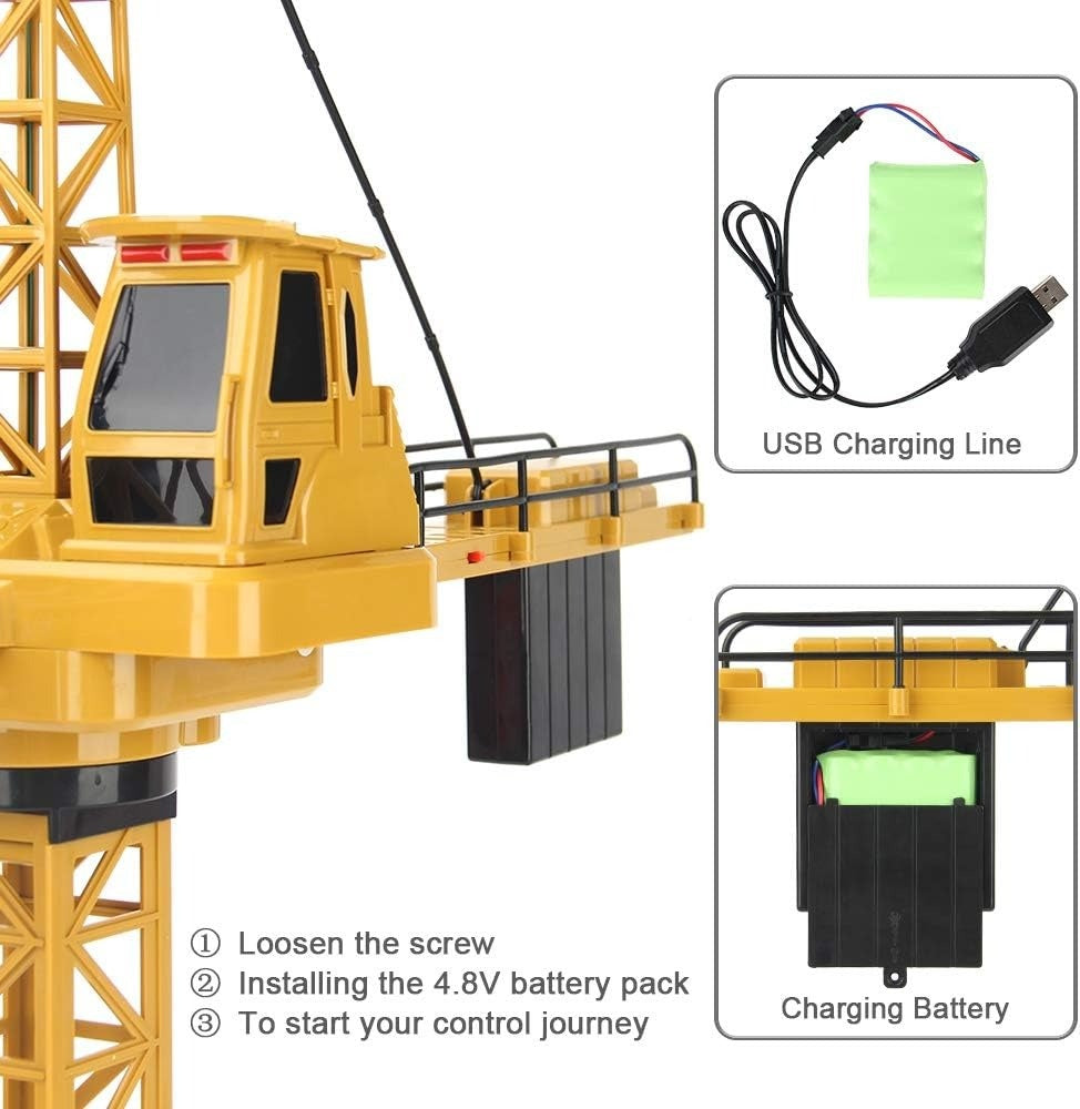 Remote Control Crane Toy Construction Vehicles Educational RC Crane Toy for Kids for Christmas Birthdays