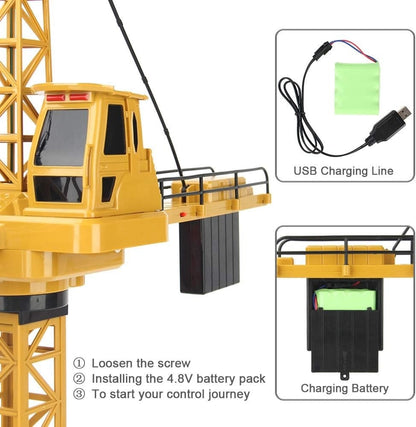 Remote Control Crane Toy Construction Vehicles Educational RC Crane Toy for Kids for Christmas Birthdays