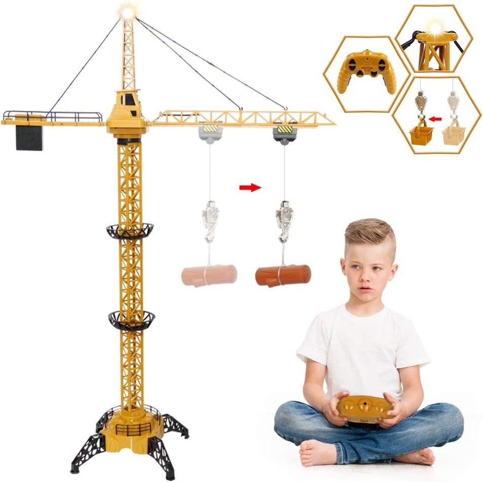 Remote Control Crane Toy Construction Vehicles Educational RC Crane Toy for Kids for Christmas Birthdays