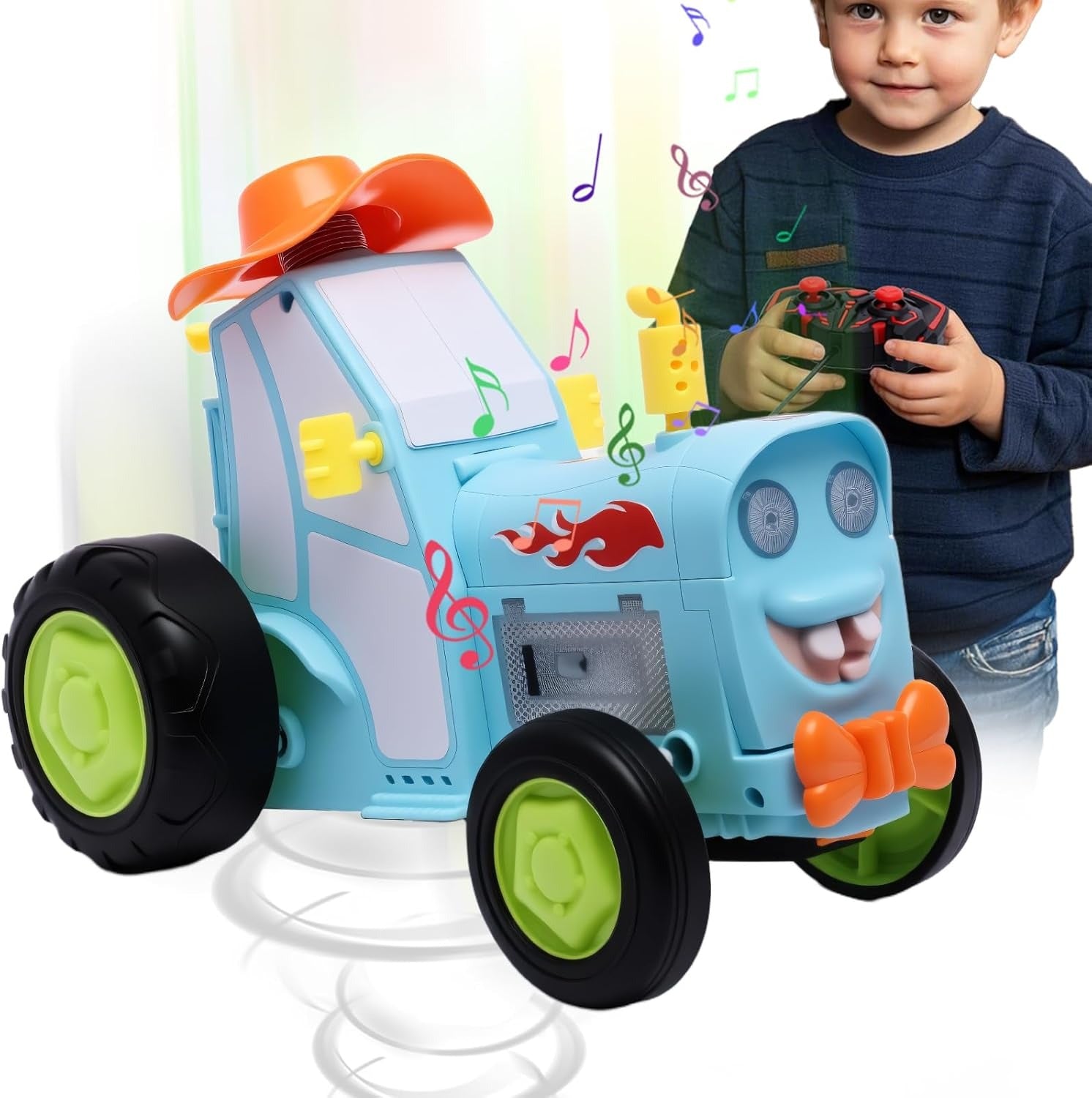 Remote Control Crazy Jumping Stunt Car with Music & Flashing Lights, Safe for Ages 3+