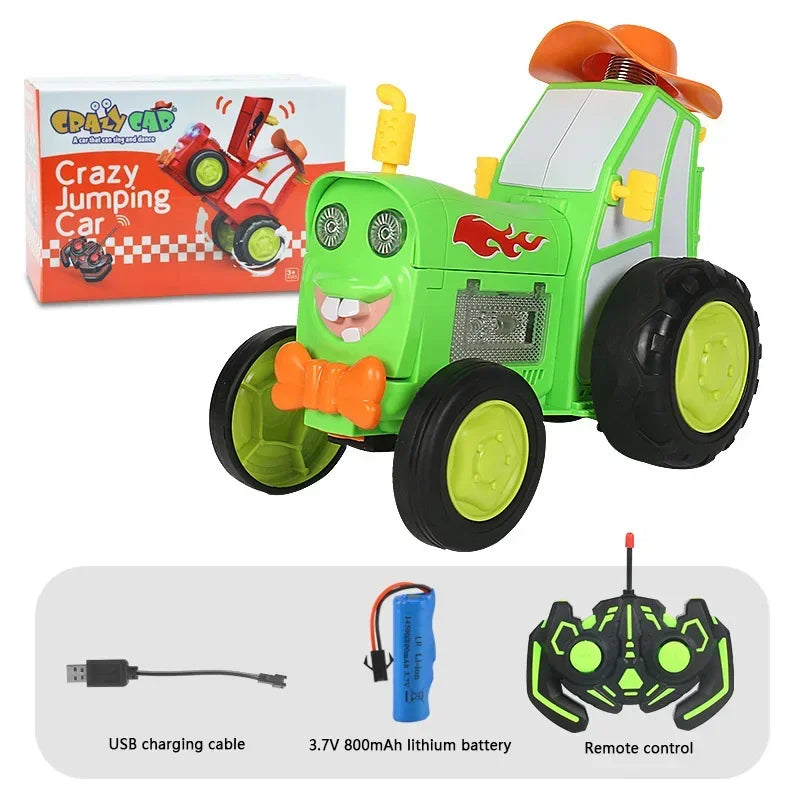 Remote Control Crazy Jumping Stunt Car with Music & Flashing Lights, Safe for Ages 3+