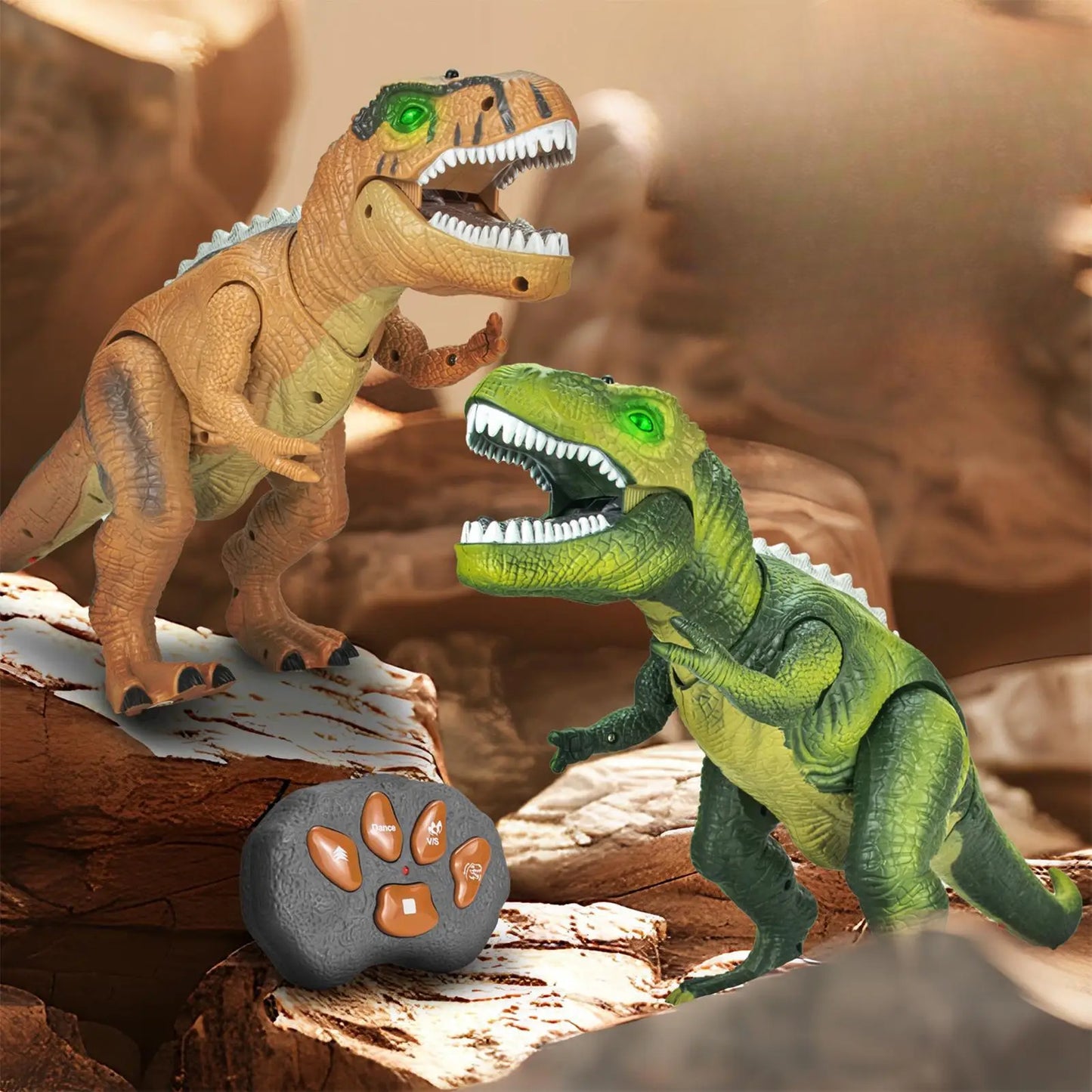 Remote Control Dinosaur Toy Walking Roaring, Realistic T-Rex Design, Lights & Sounds, Multi-Directional Movement, Safe for Kids 3+