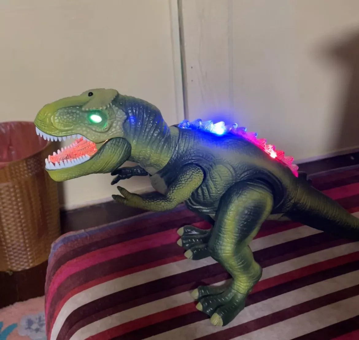 Remote Control Dinosaur Toy Walking Roaring, Realistic T-Rex Design, Lights & Sounds, Multi-Directional Movement, Safe for Kids 3+