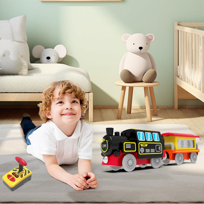 Remote Control Electric Train Toy with LED Lights, Sound, Safe for Ages 3+
