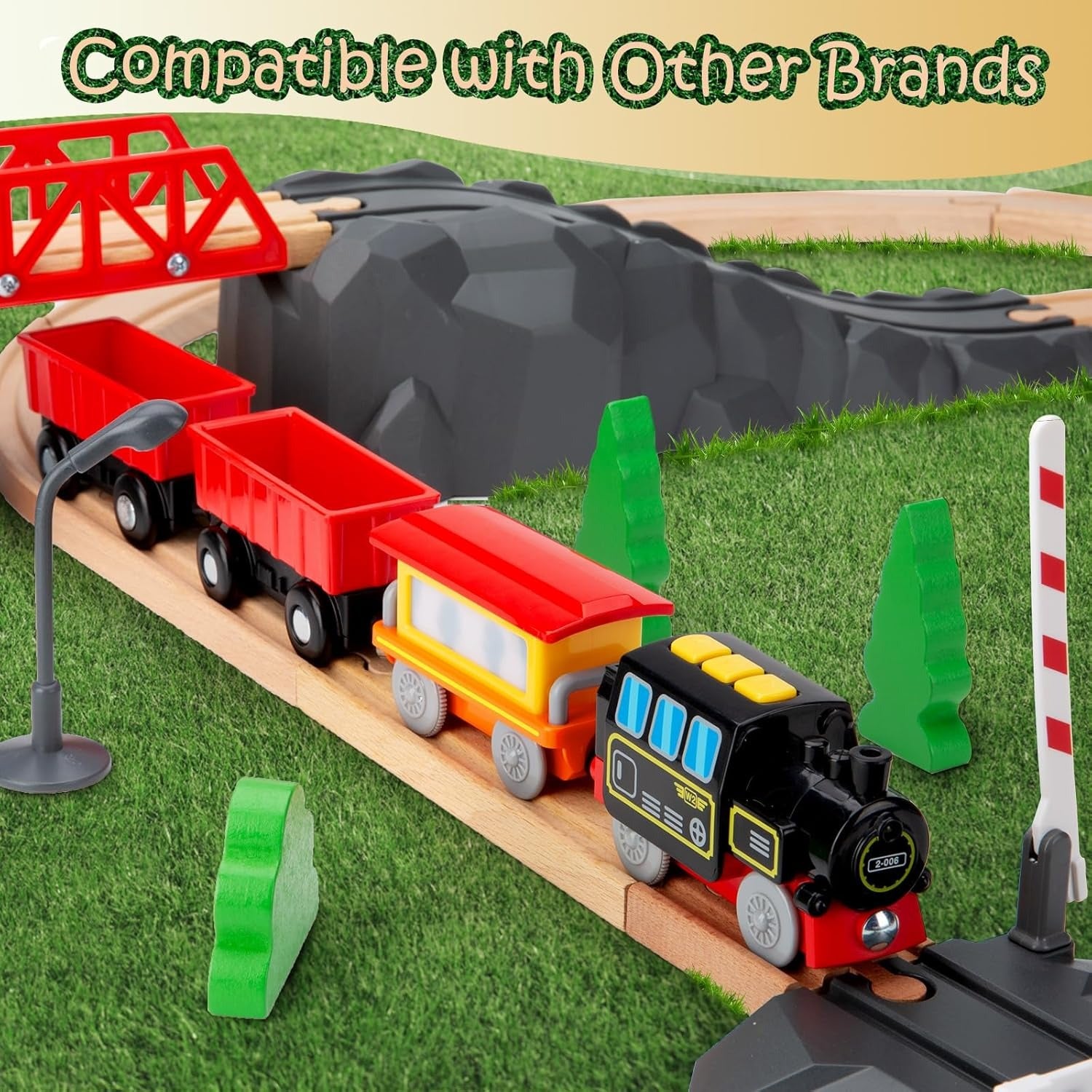 Remote Control Electric Train Toy with LED Lights, Sound, Safe for Ages 3+