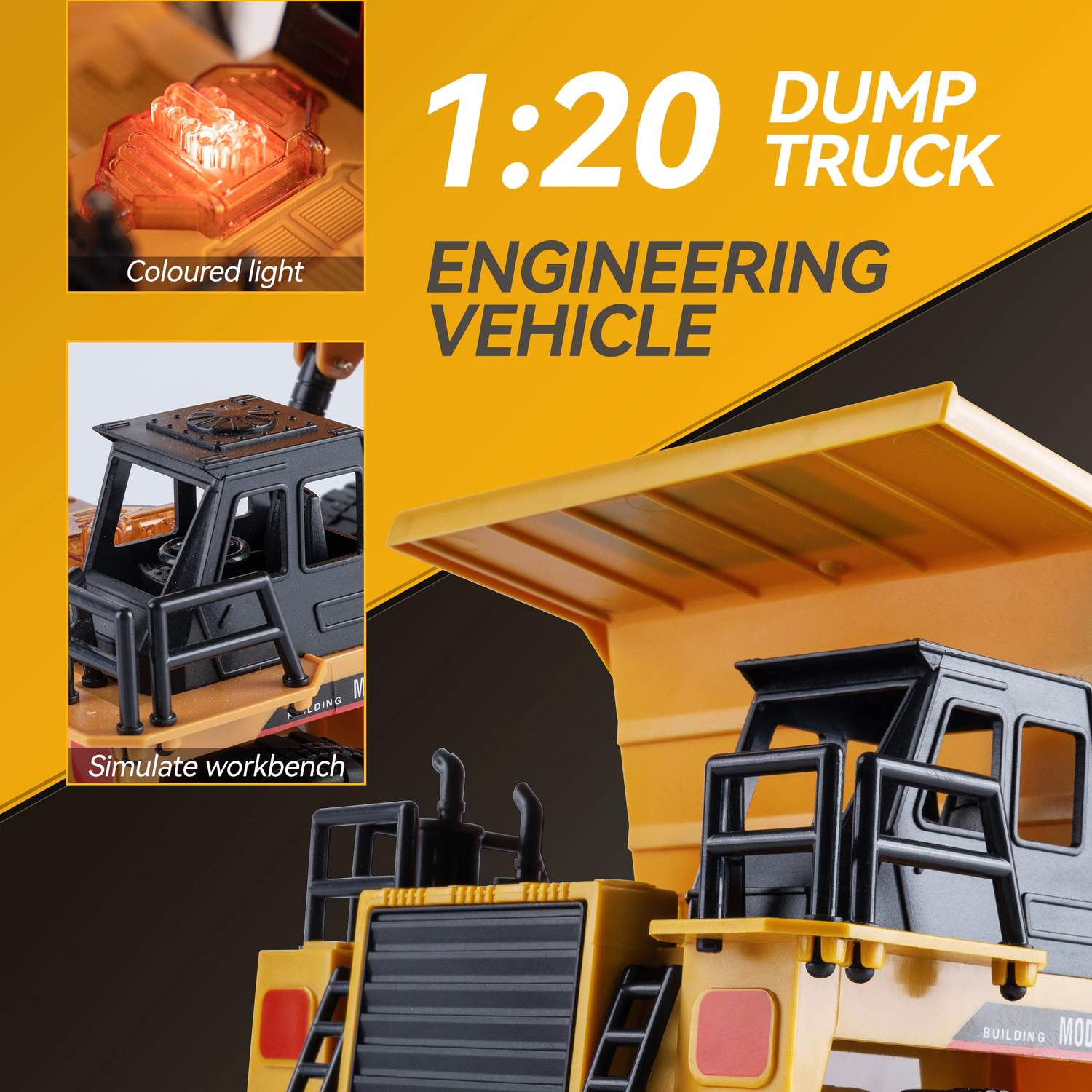 Remote Control Excavator Dump Truck, 360° Rotation, Dump Bed Lifting, All-Terrain Play, Realistic Sound & Lights, Safe for Kids 3+