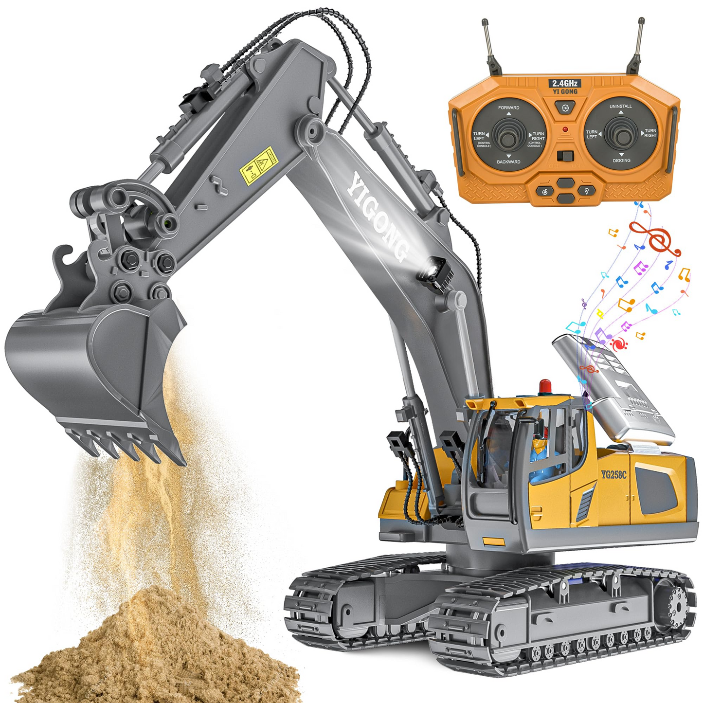 Remote Control Excavator Toy – Realistic RC Construction Fun, Safe for Ages 3+