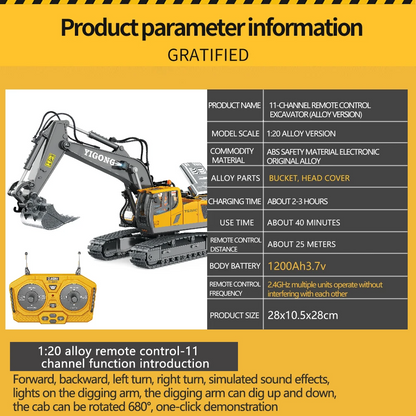Remote Control Excavator Toy – Realistic RC Construction Fun, Safe for Ages 3+