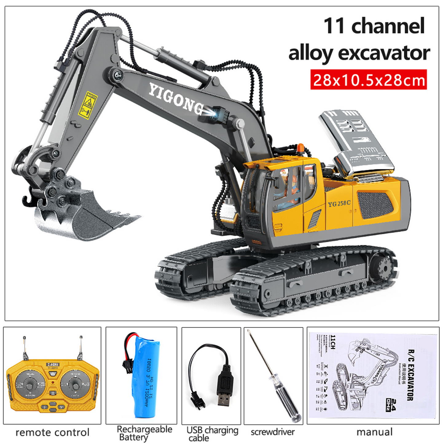 Remote Control Excavator Toy – Realistic RC Construction Fun, Safe for Ages 3+