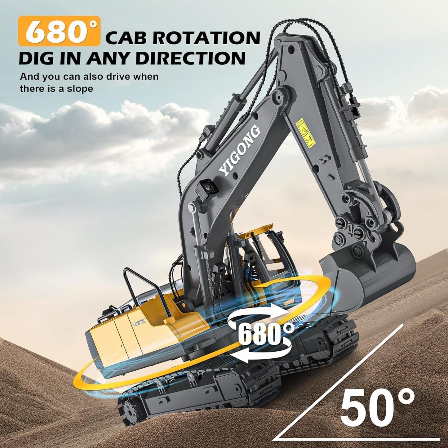 Remote Control Excavator Toy – Realistic RC Construction Fun, Safe for Ages 3+