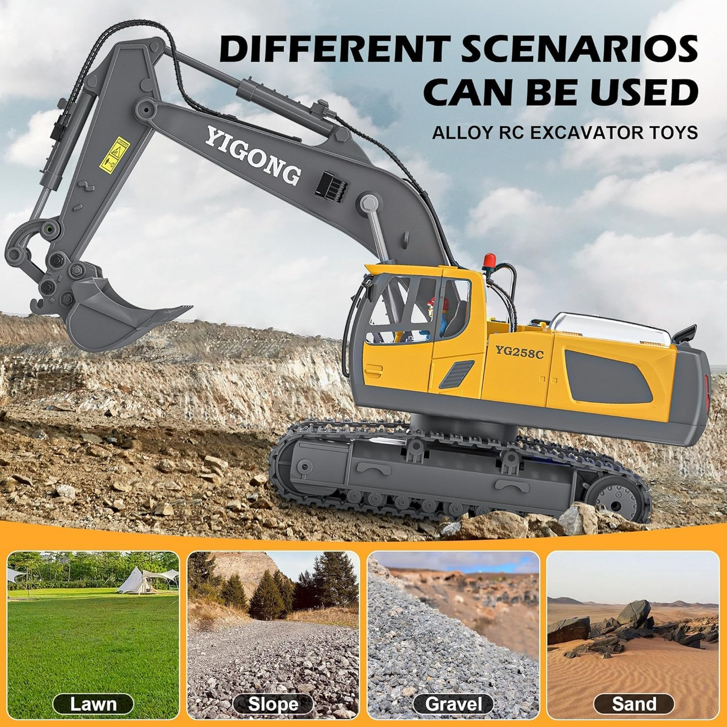 Remote Control Excavator Toy – Realistic RC Construction Fun, Safe for Ages 3+