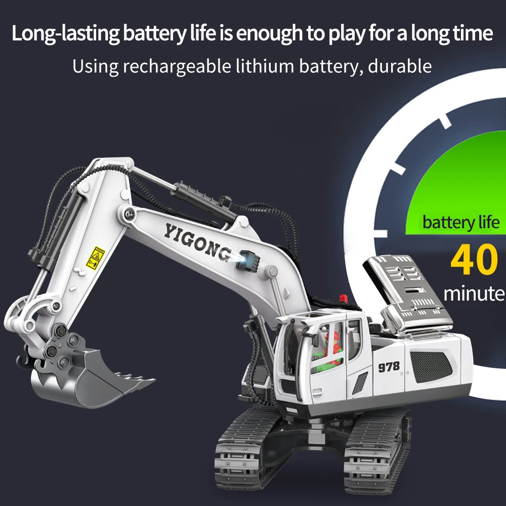 Remote Control Excavator Toy – Realistic RC Construction Fun, Safe for Ages 3+