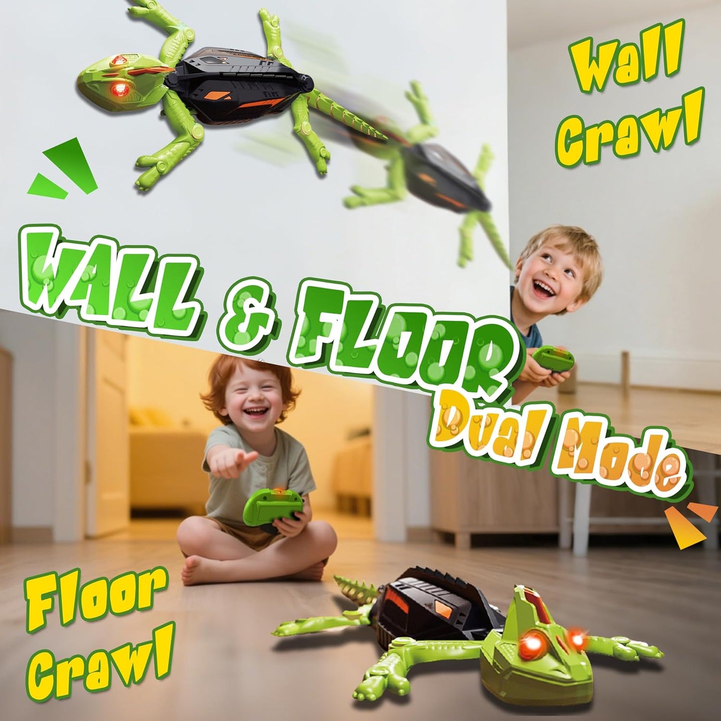 Remote Control Lizard Climbs Walls, LED Eye Lights, USB Charging, Safe for Ages 3+