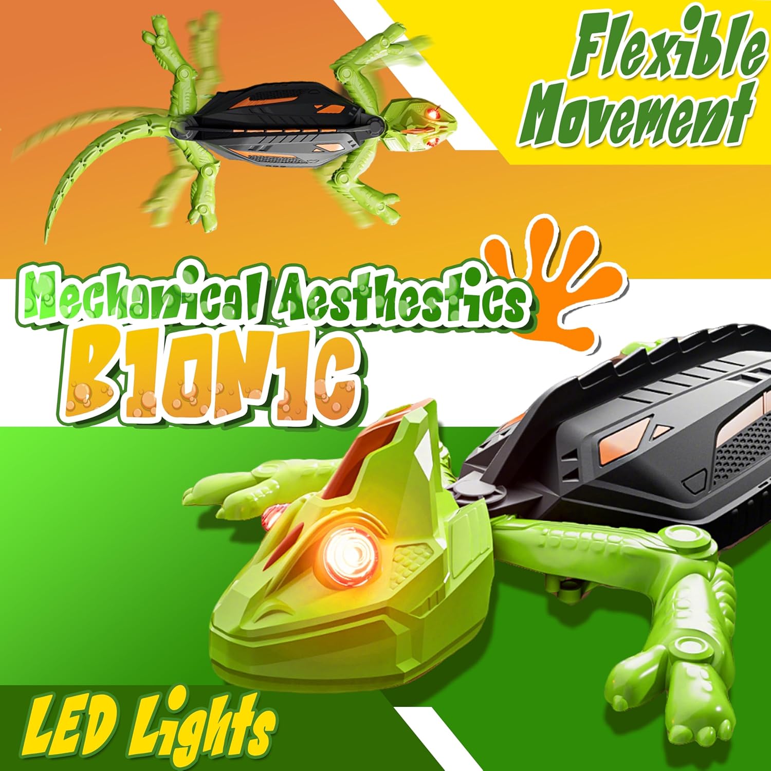 Remote Control Lizard Climbs Walls, LED Eye Lights, USB Charging, Safe for Ages 3+