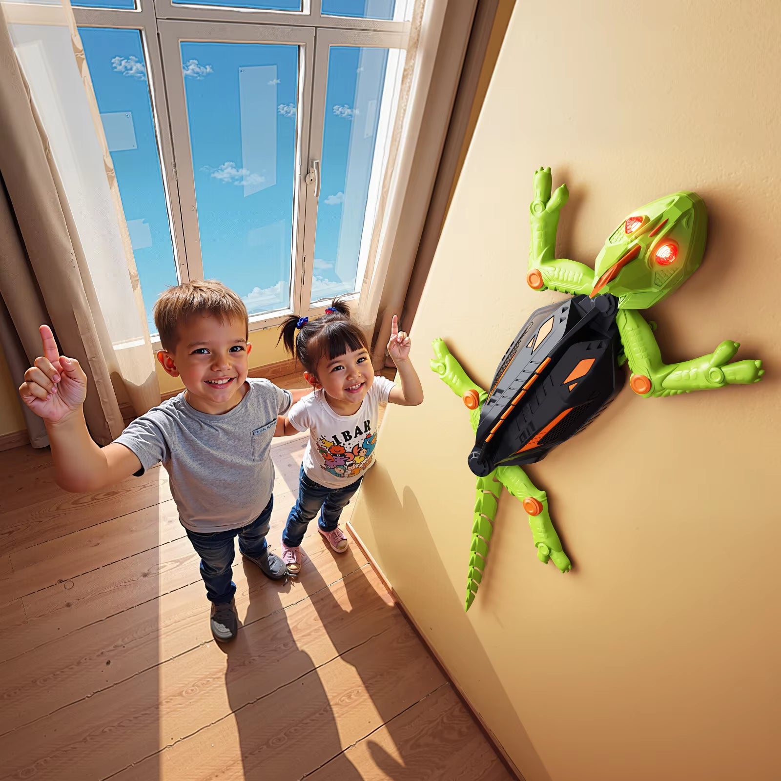 Remote Control Lizard Climbs Walls, LED Eye Lights, USB Charging, Safe for Ages 3+