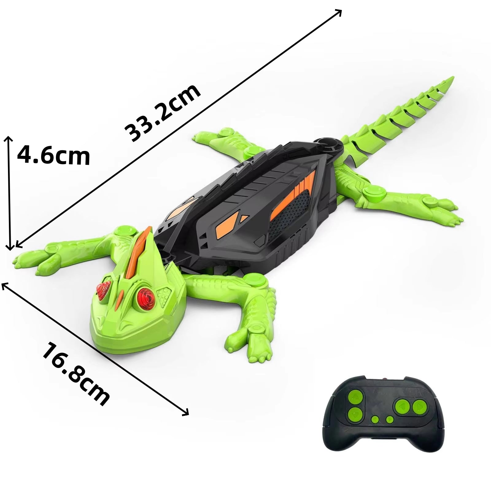 Remote Control Lizard Climbs Walls, LED Eye Lights, USB Charging, Safe for Ages 3+