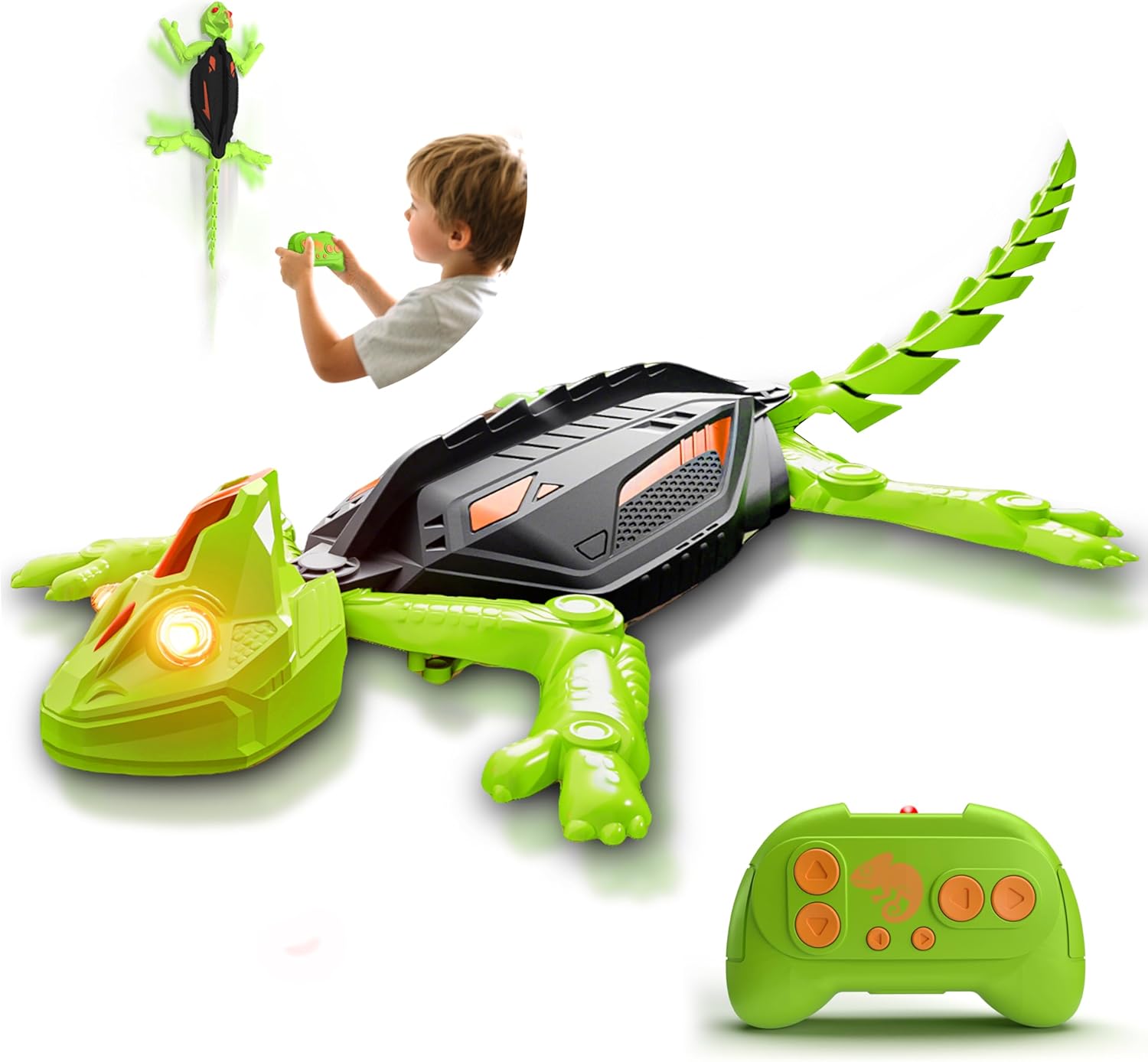 Remote Control Lizard Climbs Walls, LED Eye Lights, USB Charging, Safe for Ages 3+