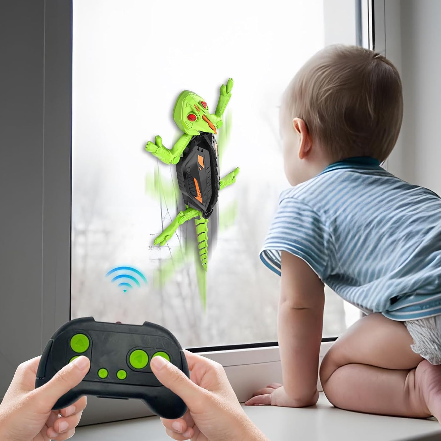 Remote Control Lizard Climbs Walls, LED Eye Lights, USB Charging, Safe for Ages 3+