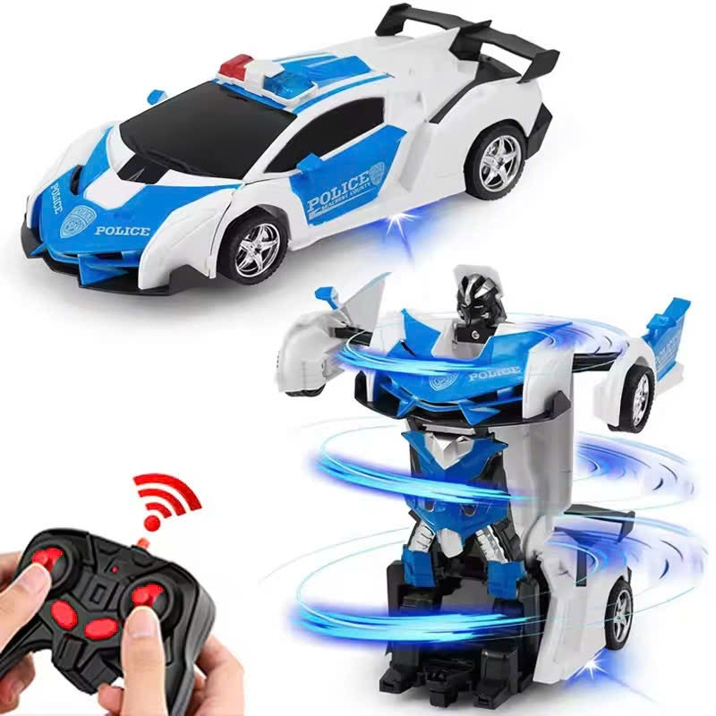 Remote Control Robot Car Transforming Toy with LED Lights, Safe for Ages 3+