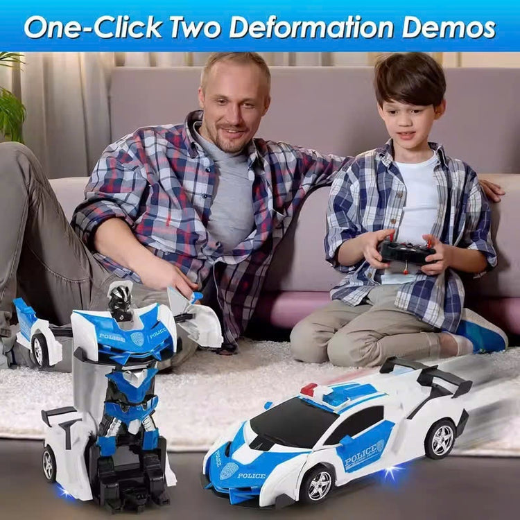 Remote Control Robot Car Transforming Toy with LED Lights, Safe for Ages 3+