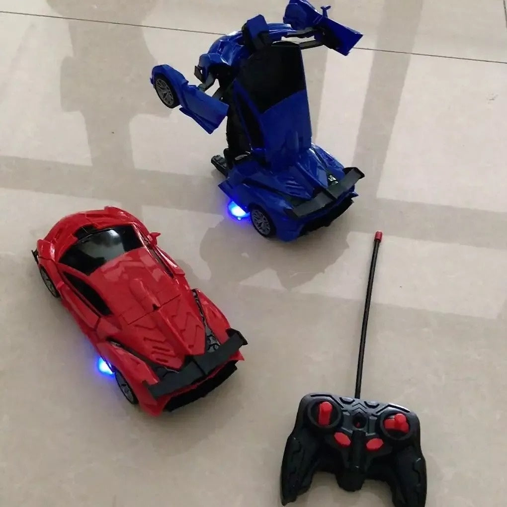 Remote Control Robot Car Transforming Toy with LED Lights, Safe for Ages 3+