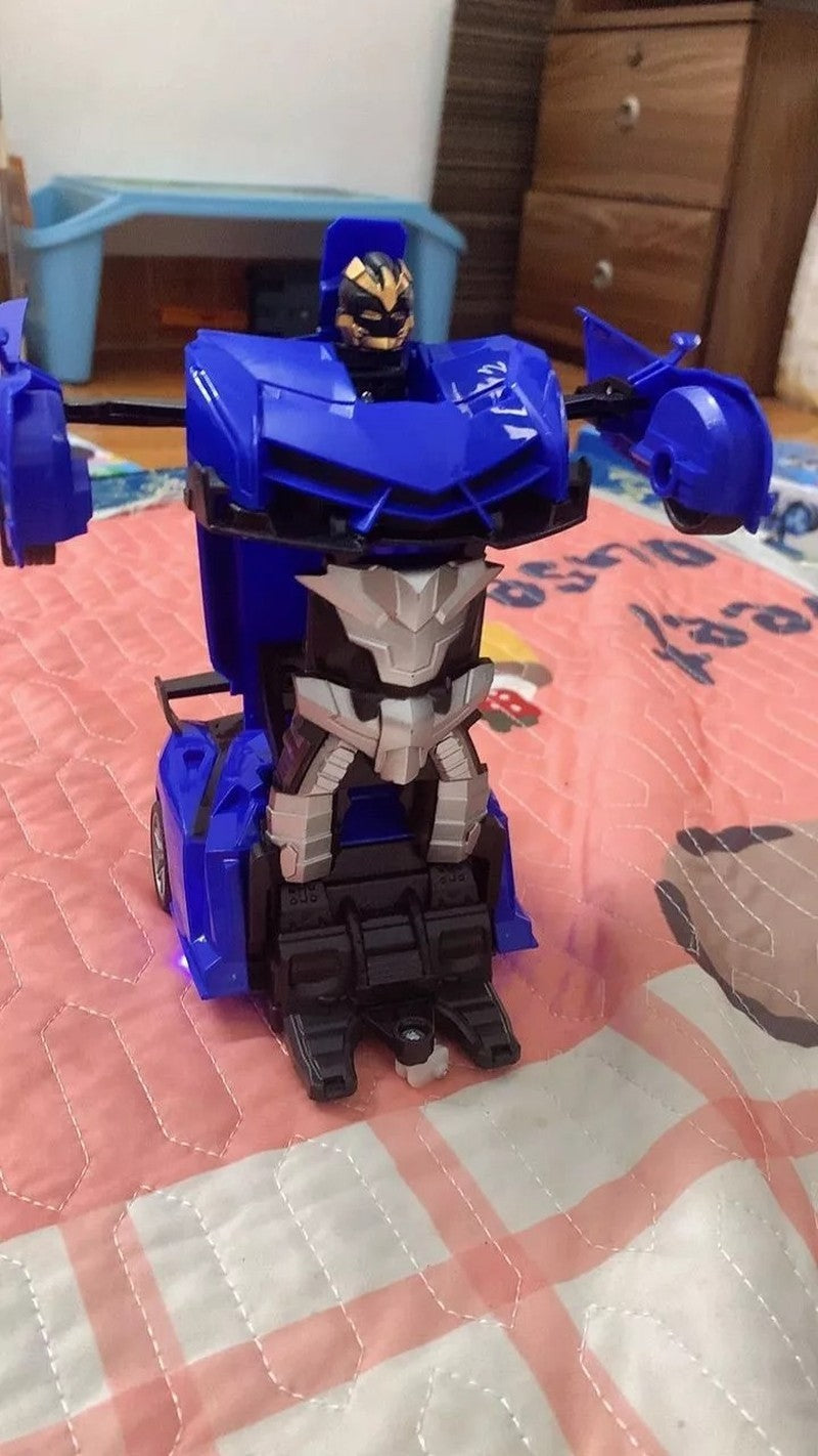 Remote Control Robot Car Transforming Toy with LED Lights, Safe for Ages 3+