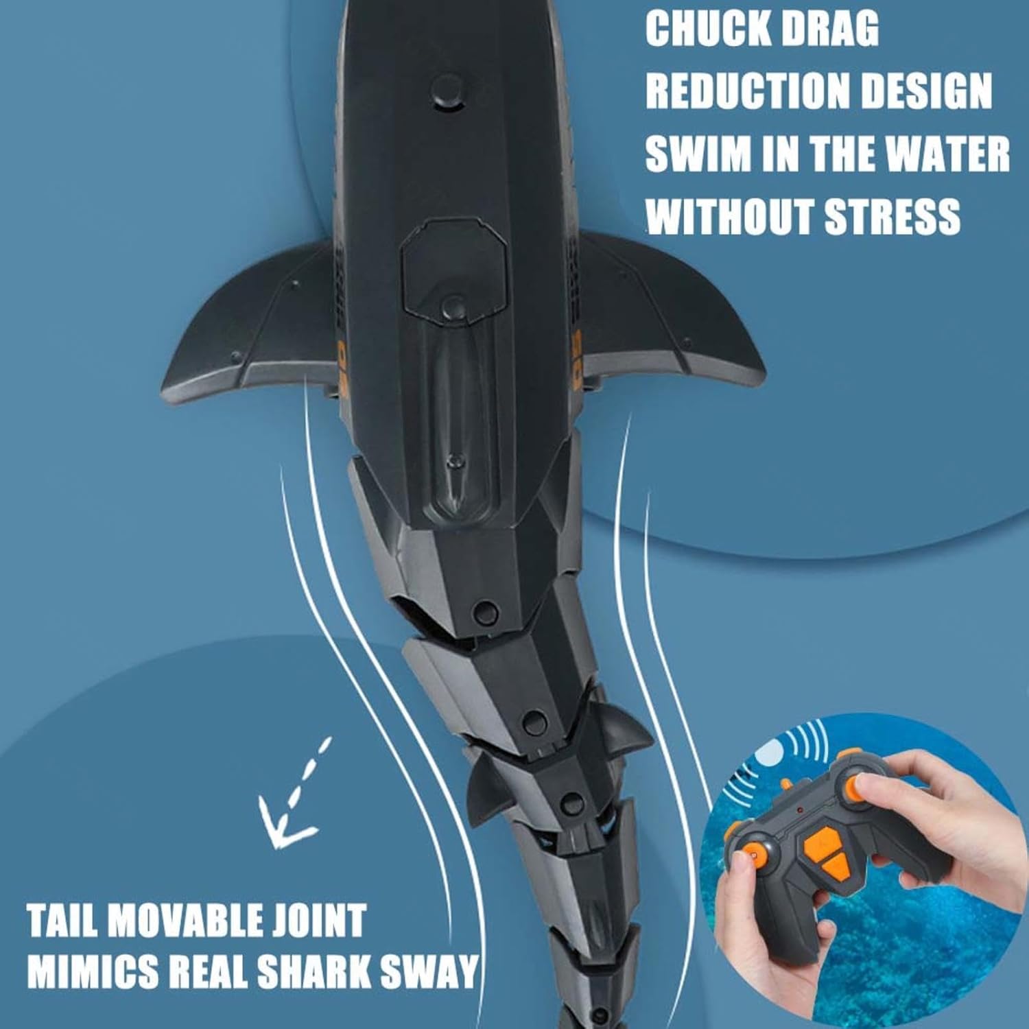 Remote Control Shark Submarine Toy, RC Shark Electric Rechargeable Water Toy